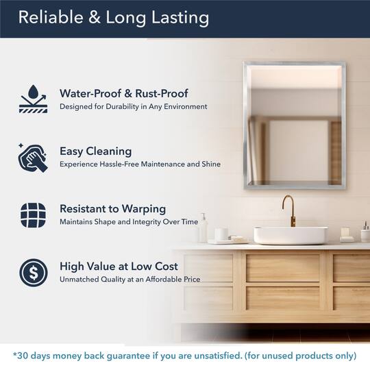 Head West Brushed Nickel Stainless Steel Beveled Accent Vanity Mirror
